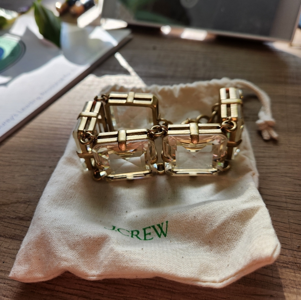 J Crew Square Shaped Crystal Tennis Bracelet